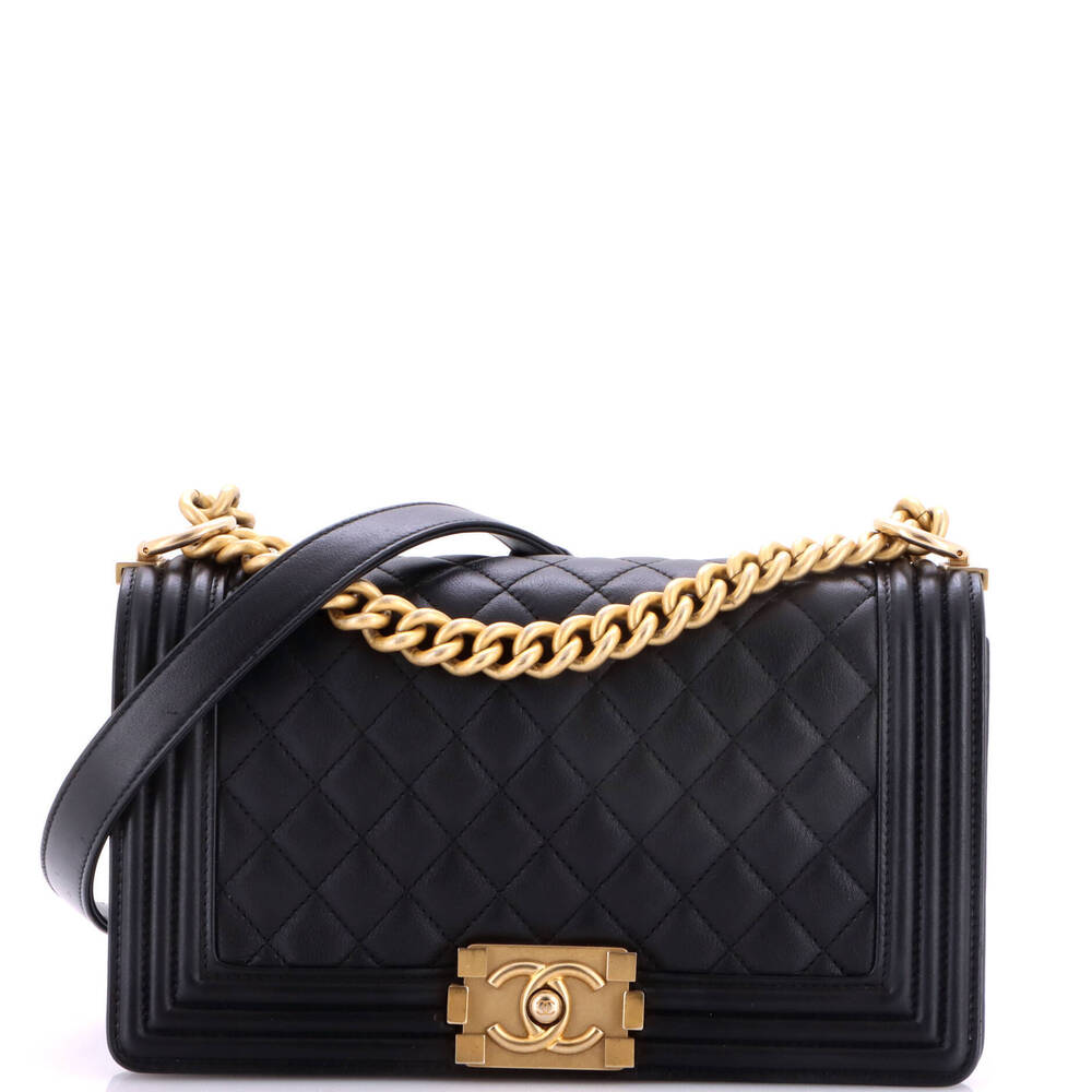 Chanel Old Medium Boy Flap Bag Quilted Lambskin